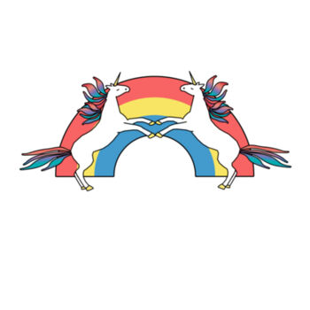 White Unicorns with Rainbow Design